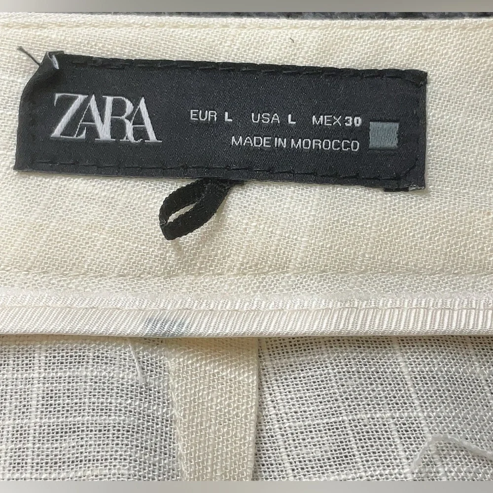 Zara Linen Blend Embroidered Pant (L)
